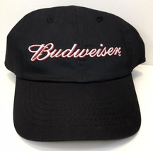 Black Budweiser Baseball Hat Cap Red White Embroidered Logo Snap Back OSFA NWOT - $14.00