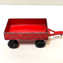 Vintage Tootsie Toy Red Metal Farm Trailer Toy 3.25 with Hitch x 1.5 inches - £7.57 GBP