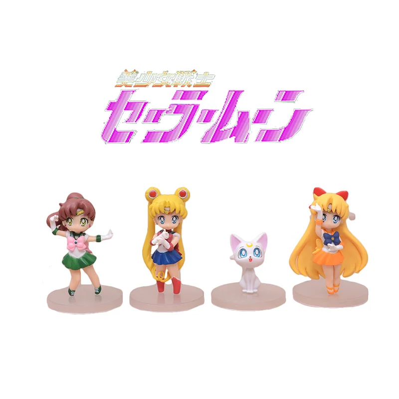 4pcs/Set Kawaii Mini Sailor Moon Anime Figure Q Version Tsukino Usagi Pvc Action - £25.68 GBP+