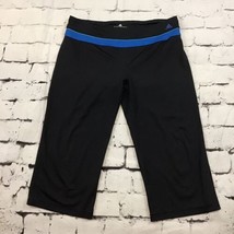 Adidas Athletic Pants Black Blue Womens Sz L Clima Crop Workout - £9.34 GBP