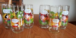 Lot of 6 Peanuts Glasses Tumblers Camp Snoopy Charlie Brown Lucy Schroeder  - £39.31 GBP