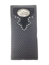 Texas West Men&#39;s Cow Fur Leather Basketweave Praying Cowboy Bifold Wallet - €24,14 EUR
