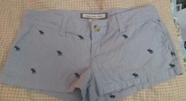 Vintage Y2K Abercrombie &amp; Fitch Low Rise Blue Logo Shorts  Size 0 Booty Rare - £24.24 GBP