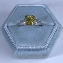 3 Pietra GIA 1.41 TCW Intensi Giallo Cuscino Diamante Fidanzamento Ring 18k Oro - £4,617.23 GBP