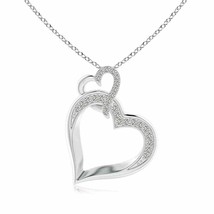 ANGARA 0.23ctw Natural Diamond Tilted Heart Pendant Necklace in 14K Gold (KI3) - £470.12 GBP