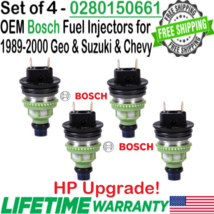 Bosch Genuine 4 Units HP Upgrade Fuel Injectors for 1989-1997 Geo Metro 1.3L I4 - £94.95 GBP