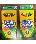 Lot of 2 Crayola Ultra-Clean Washable Markers, Fine Line Classic Colors ... - £11.66 GBP