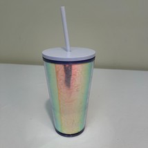 Starbucks Iridescent Foil 2019 Holiday Cold Cup Tumbler 16oz Bent Straw READ DES - £14.19 GBP