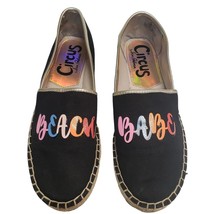 Sam Edelman Circus Beach Babe Slip On Flats Black Canvas Size 7.5 M - £15.61 GBP