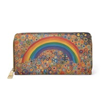 Rainbow Flowers Pride Wallet PU Leather Zipper 7.87 x 4.33 Inches LGBTQ  - $34.99