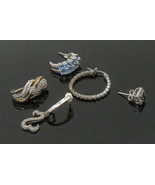 925 Sterling Silver - Vintage Genuine Diamonds Lot Single Earrings - EG1... - $124.56 CAD
