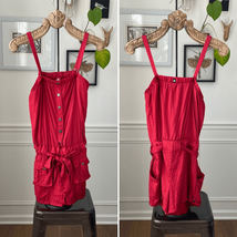 Vintage Y2K Apple Bottoms Red Satin Romper Removable Straps M - $669.60 MXN