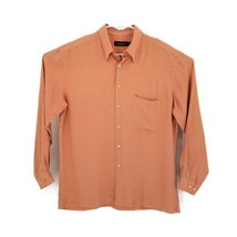 Bugatchi Uomo Mens Dress Shirt Peach L/S Button Up Point Collar Size L - £20.51 GBP