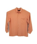 Bugatchi Uomo Mens Dress Shirt Peach L/S Button Up Point Collar Size L - £19.52 GBP