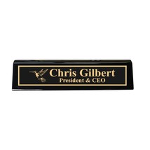 Desk Wedge Name Plate - PERSONALIZED - Hummingbird - 11 Inches (Black Pi... - $43.11