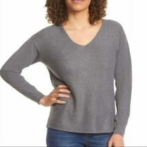 Ella Moss Womens Ribbed V-Neck Sweater, Large, Charcoal Heather - £31.38 GBP