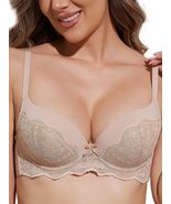 IHOIU Women&#39;s Lace Push Up Bra Padded Underwire Convertible Nude Size 36B - $287.47 MXN