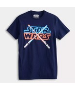 Star Wars Men&#39;s size LARGE   Navy Blue Short Sleeve T-Shirt  Crossed Lig... - $281.60 MXN