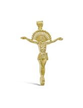 Real 10k Gold Jesus Christ Crucifix Pendant Charm 1.9&quot; - £204.96 GBP