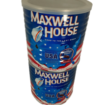 2 Maxwell House Coffee Can Tins 30.6 Oz W Lid Medium Roast Roasted In Am... - $17.75
