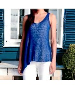 Eileen Fisher Vintage Tank Top X Small 2 4 Blue Rustic Linen Open Stitch... - €59,33 EUR
