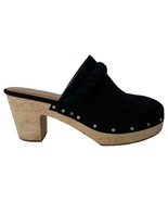 J Crew Shoes Womens 8.5 Clog Slip On Suede Braided Wooden Heel Black BJ249 - $64.97 CAD