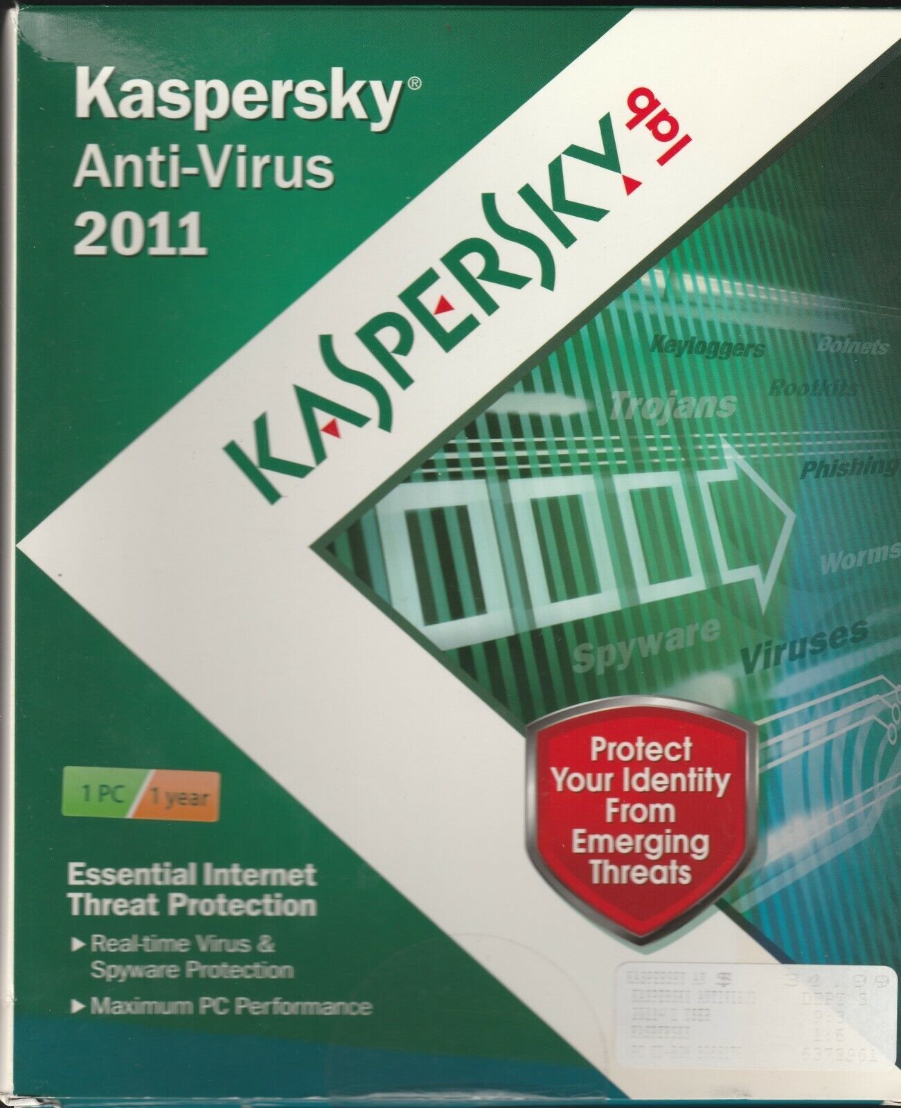Kaspersky Anti-Virus 2011 for Windows 7/Vista/XP - $25.74