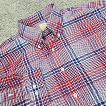 Brooks Brothers Shirt Mens XXL Red Blue Plaid Golden Fleece Madison USA Office - £35.83 GBP