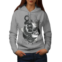 Wellcoda Pirate Shallow Sea Womens Hoodie, Ship Casual Hooded Sweatshirt - £28.57 GBP