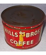 Hills Bros Coffee 1 LB  Red Can Brand Tin with Lid Key Wind Opening - £7.90 GBP