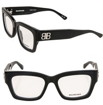 BALENCIAGA Angular 0325 Black Logo Eyeglass 52m BB0238O Optical Frame 001 - £261.71 GBP