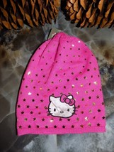 Hello Kitty Pink Knit Beanie Hat W/Gold Stars NEW - £11.44 GBP