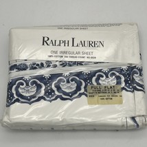 Ralph Lauren Porcelain Blue Full Flat Sheet Irregular Medallion Stripe NIP - $42.08