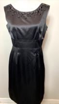Ann Taylor LOFT Women&#39;s Sleeveless Shift Dress Black Satin Sz. 10 Petite - £18.62 GBP