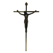 INRI Vintage Brass Jesus Crucifix Christian Religious Cross Hanging Wall Art  - £19.55 GBP