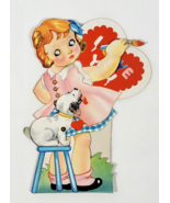 1940&#39;s Tail Wagging Girl&#39;s Hand Painting Mechanical Stand Up Valentine - $13.58 CAD