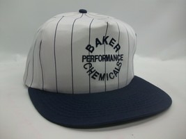 Baker Performance Chemicals Hat VTG Blue White Pinstripe Snapback Baseball Cap - £15.81 GBP