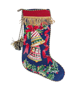 Vintage 1991 Imperial Elegance Needlepoint Christmas Bells Fringe Stocking - $49.99