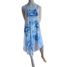 Sleeveless Summer Midi Dress Seven Islands Medium White Asymmetrical Floral - $10.69