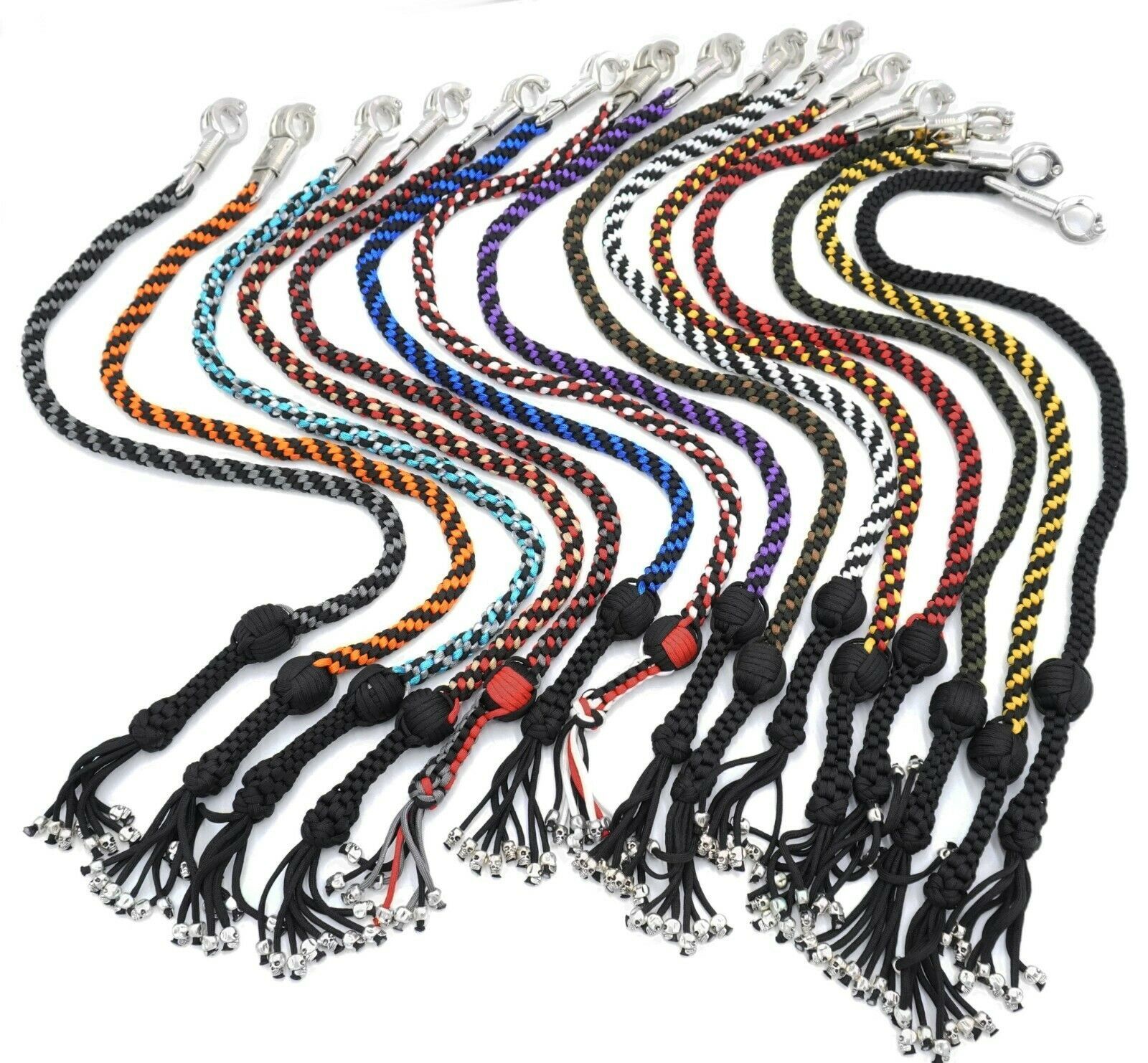 Acid Tactical Motorcycle Get Back Whip – 36″ Paracord With Metal Skull Tassels