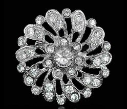 Christmas New Year Stunning Diamonte Silver Plated Brooch Pin Broach Gift RR1 - £12.60 GBP