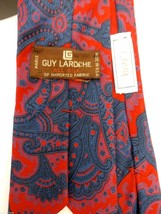 Guy Laroche Paris Men&#39;s 100% Silk Tie 3&quot; Wide Red Blue Paisley Classic - £39.45 GBP