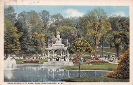 Saratoga Springs New York~Band STAND-CITY PARK~1917 Postcard - £4.37 GBP