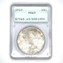 1923 $1 Peace Dollar PCGS MS63 Old Rattler Holder - $98.99