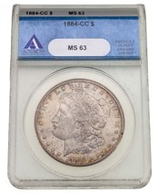 1884-CC 1 $ Dollar D&#39;Argent Morgan Évalué Par ANACS Comme MS-63 - £305.41 GBP