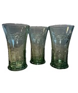 3 VINTAGE Coca Cola Coke Green Pint Drinking Glasses 6.5x4&quot; Set Lot - $20.41 CAD