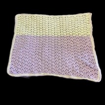 Crochet Fan Stitch Preemie Blanket Color Block Purple White Swaddle Afghan Warm - £7.76 GBP