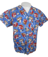 Uniform City Medical Scrub Shirt Santa Claus Christmas vtg90s Speeding t... - £17.11 GBP