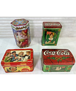 Lot OF 4 Coca-Cola Vintage Style Rectangle Tin Lidded Box Christmas - £31.63 GBP