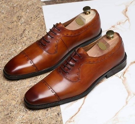 HANDMADE LEATHER OXFORD SHOES FOR MEN, MEN BROWN SHOES, OFFICE SHOES 2019